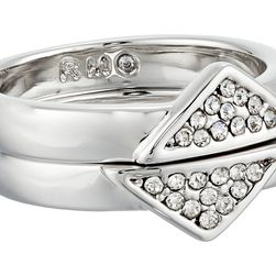 Rebecca Minkoff Set of Two Triangle Band Ring Rhodium/Crystal