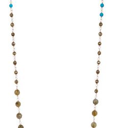 Chan Luu Sterling Silver Semi Precious Beaded Chain Necklace Turquoise Mix