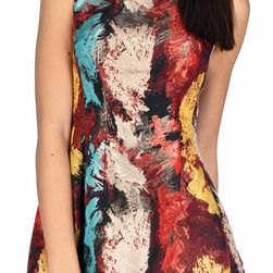 Rochie de ocazie bordo cu imprimeu multicolor R1039-6