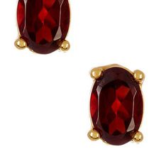 Bijuterii Femei Savvy Cie 14K Yellow Gold Plated Sterling Silver Oval Garnet Stud Earrings red-yellow
