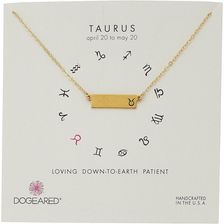 Dogeared Taurus Zodiac Bar Necklace Gold Dipped