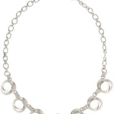 Cole Haan Rhodium Plated Textured Loop Linked Chain Necklace IRHOD