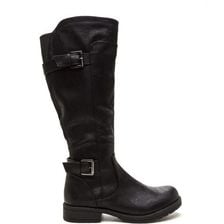 Incaltaminte Femei CheapChic Not Two Much Buckled Riding Boots Black
