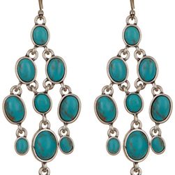 Lucky Brand Turquoise Pyramid Earrings MEDIUM GRE