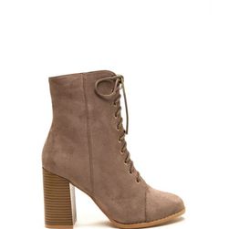 Incaltaminte Femei CheapChic Bring It On Chunky Lace-up Booties Taupe