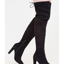 Incaltaminte Femei CheapChic Drawstring Me Along Over-the-knee Boots Black