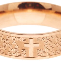 Savvy Cie 14K Rose Gold Plated Sterling Silver Lord's Prayer Band Ring pink