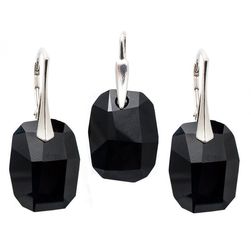 Set Argint 925 cu Swarovski Elements, Jet, 19 mm