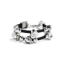 Bijuterii Femei GUESS Silver-Tone and Faux-Leather Friendship Bracelet black