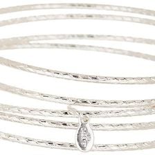 Alex and Ani Thick Textured Expandable Wire Bangle Set SILVER