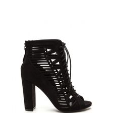 Incaltaminte Femei CheapChic Pencil You In Lace-up Caged Heels Black