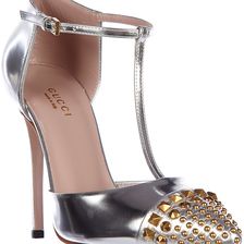 Gucci Pumps High Heel Glow Light Studs Silver