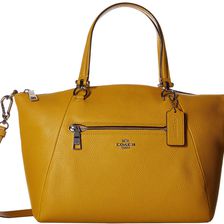 COACH Pebbled Prairie Satchel SV/Flax