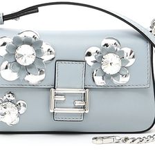 Fendi Nappa Micro Baguette Shiny Flowers POLVERE+ARG+PALL