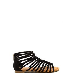 Incaltaminte Femei CheapChic Keep In Line Caged Faux Nubuck Sandals Black