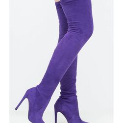 Incaltaminte Femei CheapChic Strong Point Faux Suede Thigh-high Boots Purple