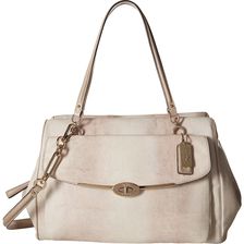 COACH Madison Embossed Lizard Large Madeline East/West Satchel Beige