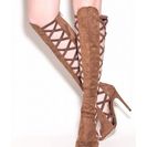 Incaltaminte Femei CheapChic X-cellent Style Faux Suede Heeled Boots Taupe