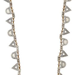 Lucky Brand Leather and Silver Trainagle Necklace Silver