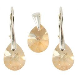 Set argint golden shadow 925, cu Swarovski Elements, MiniPear, 12 mm