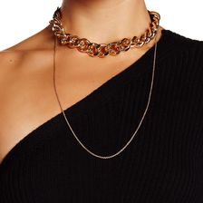 Steve Madden Rolo Choker Chain Necklace GOLD AND BLACK
