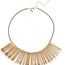 Natasha Accessories Leather Pin Necklace GOLD