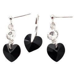 Set Argint 925 cu Swarovski Elements, Jet, 10 mm