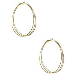 Bijuterii Femei GUESS Gold-Tone Triple Textured Hoop Earrings gold