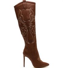 Incaltaminte Femei CheapChic West World Stitched Pointy Boots Cognac