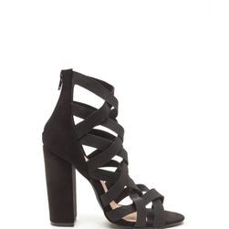 Incaltaminte Femei CheapChic Latticed Attitude Caged Chunky Heels Black