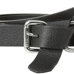 Ralph Lauren Bayfield 1" Smooth Leather Knotted Tip Front Belt Black
