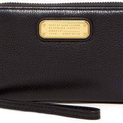 Marc Jacobs New Q Wingman Small Leather Wristlet BLACK