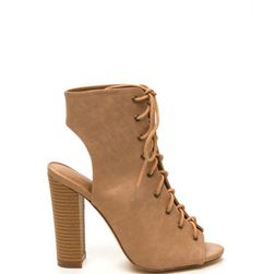 Incaltaminte Femei CheapChic Back It Up Laced Cut-out Booties Beige