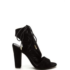 Incaltaminte Femei CheapChic Strong Angles Faux Suede Chunky Heels Black