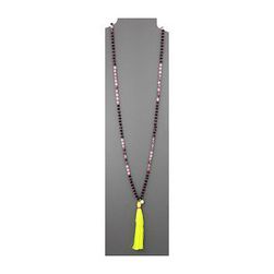 Bijuterii Femei French Connection Beaded Tassel Pendant Necklace Neon YellowBlackWhiteClearBlack