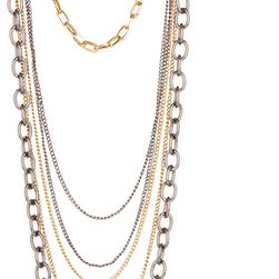 Natasha Accessories Two-Tone Multi-Chain Necklace HEM-GOLD