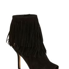 Incaltaminte Femei Sam Edelman Arizona Fringe Open Toe Bootie BLACK-SUEDE