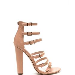 Incaltaminte Femei CheapChic Right \'n Rung Strappy Chunky Heels Taupe