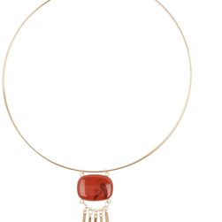 14th & Union Red Jasper & Stick Fringe Pendant Collar Necklace RED JASPER-GOLD