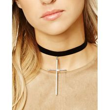 Bijuterii Femei Forever21 Cross Pendant Choker Silverblack