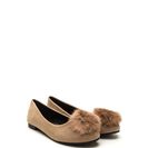Incaltaminte Femei CheapChic Secret Crush Furry Pom-pom Ballet Flats Taupe