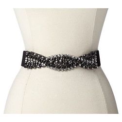 Accesorii Femei BCBGMAXAZRIA Braided Stone Waist Belt w Leather Black Diamond Combo