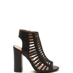 Incaltaminte Femei CheapChic Strappy Day Chunky Faux Leather Heels Black