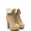 Incaltaminte Femei CheapChic Fur Your Own Good Chunky Booties Nude