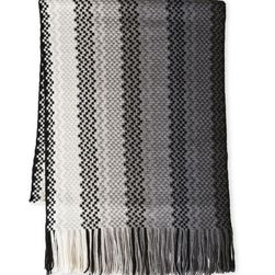 Accesorii Femei Missoni Patterned Wool Blend Scarf Black Grey