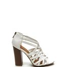 Incaltaminte Femei CheapChic Pull Together Woven Faux Leather Heels White