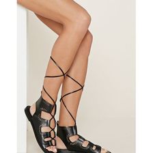 Incaltaminte Femei Forever21 Cutout Lace-Up Sandals Black