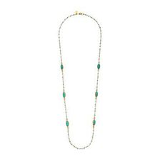 Bijuterii Femei LAUREN Ralph Lauren Modern Landscape 34quot Rosary Link Oval Stone Necklace TurquoiseGold