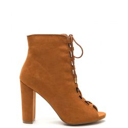 Incaltaminte Femei CheapChic Essential Element Lace-up Booties Whisky