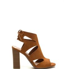 Incaltaminte Femei CheapChic Step It Up Faux Suede Caged Heels Whisky